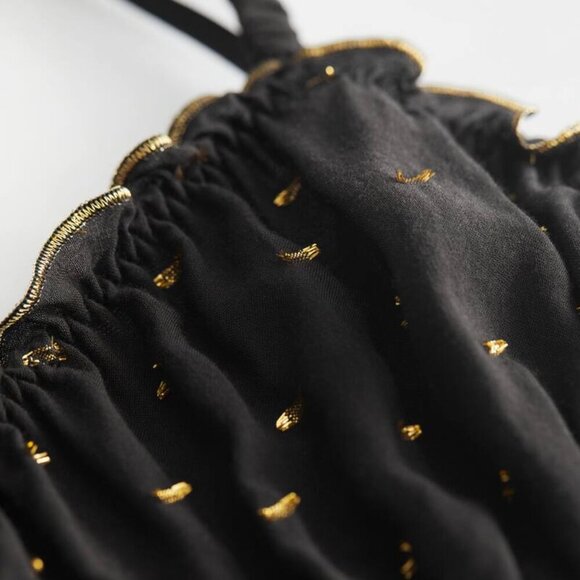 & Other Stories | Ruffled Glitter Pattern Soft Bra In Black/Gold - Picture 4 of 9